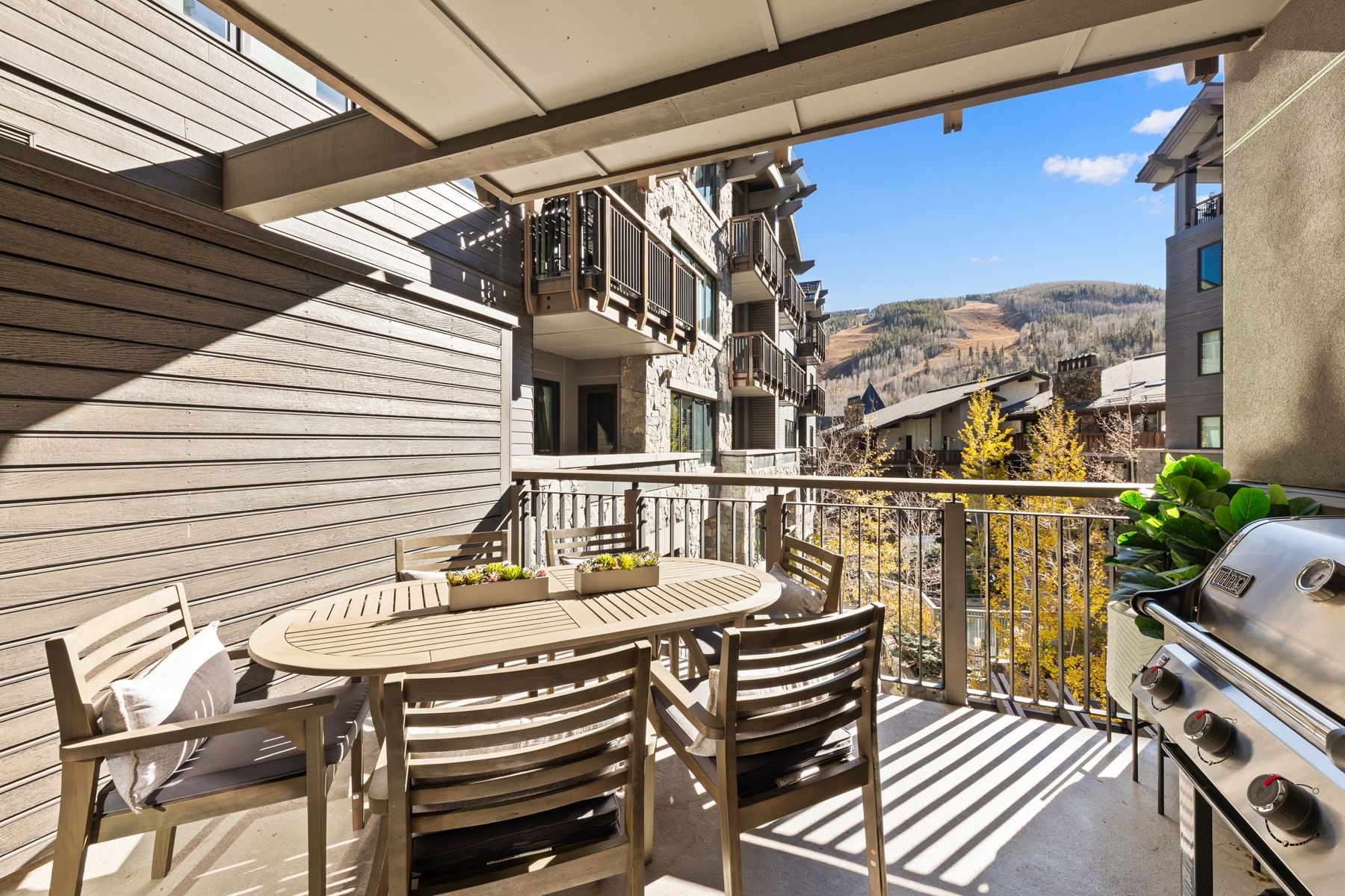 Private balcony with mountain view and grill